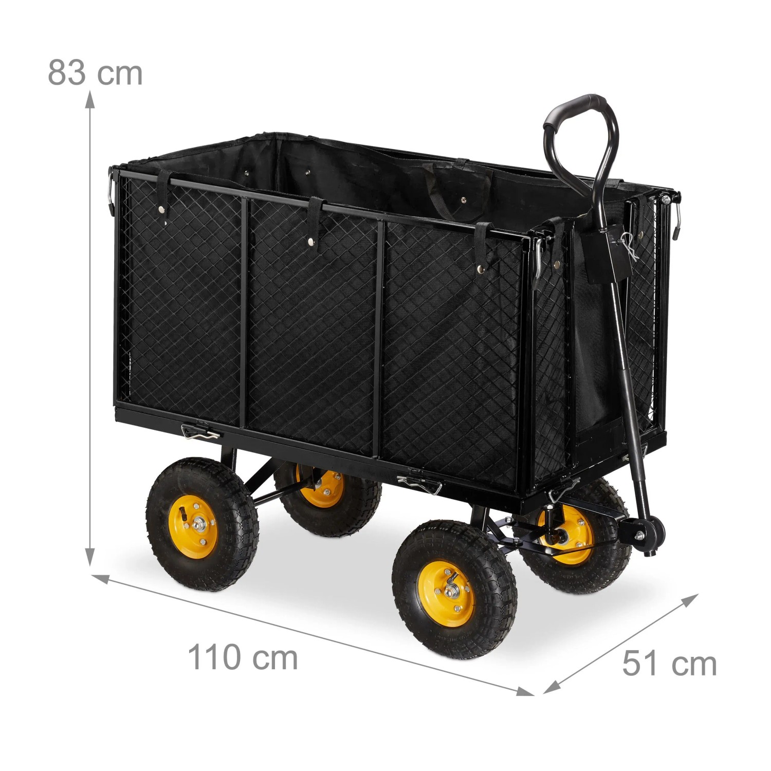 Relaxdays Bollerwagen Stahl Schwarz Klappbar 83 cm x 51 cm x 110 cm 23 kg_4