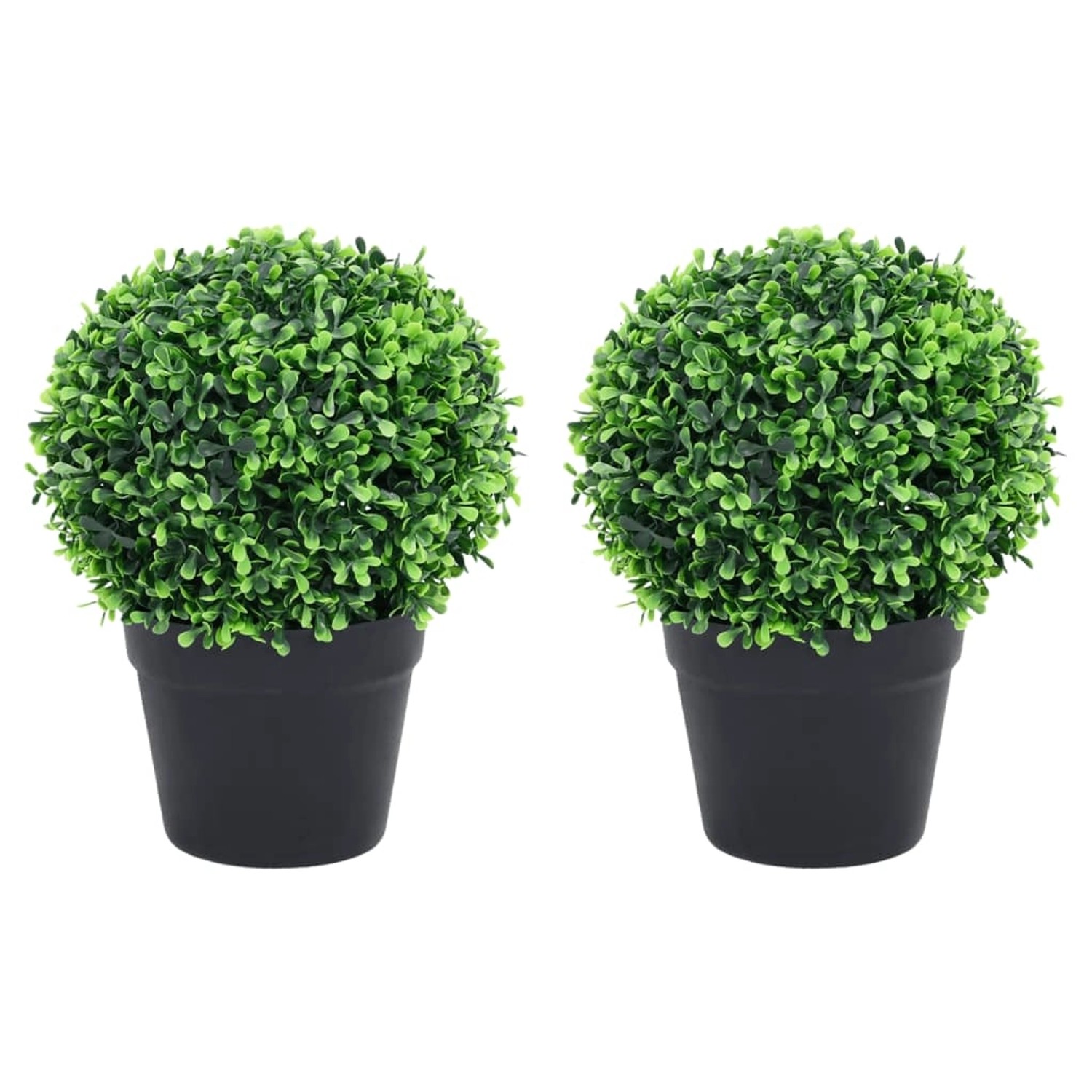 furnicato Künstliche Buchsbäume 2 Stk. mit Topf Kugelform Grün 32 cm