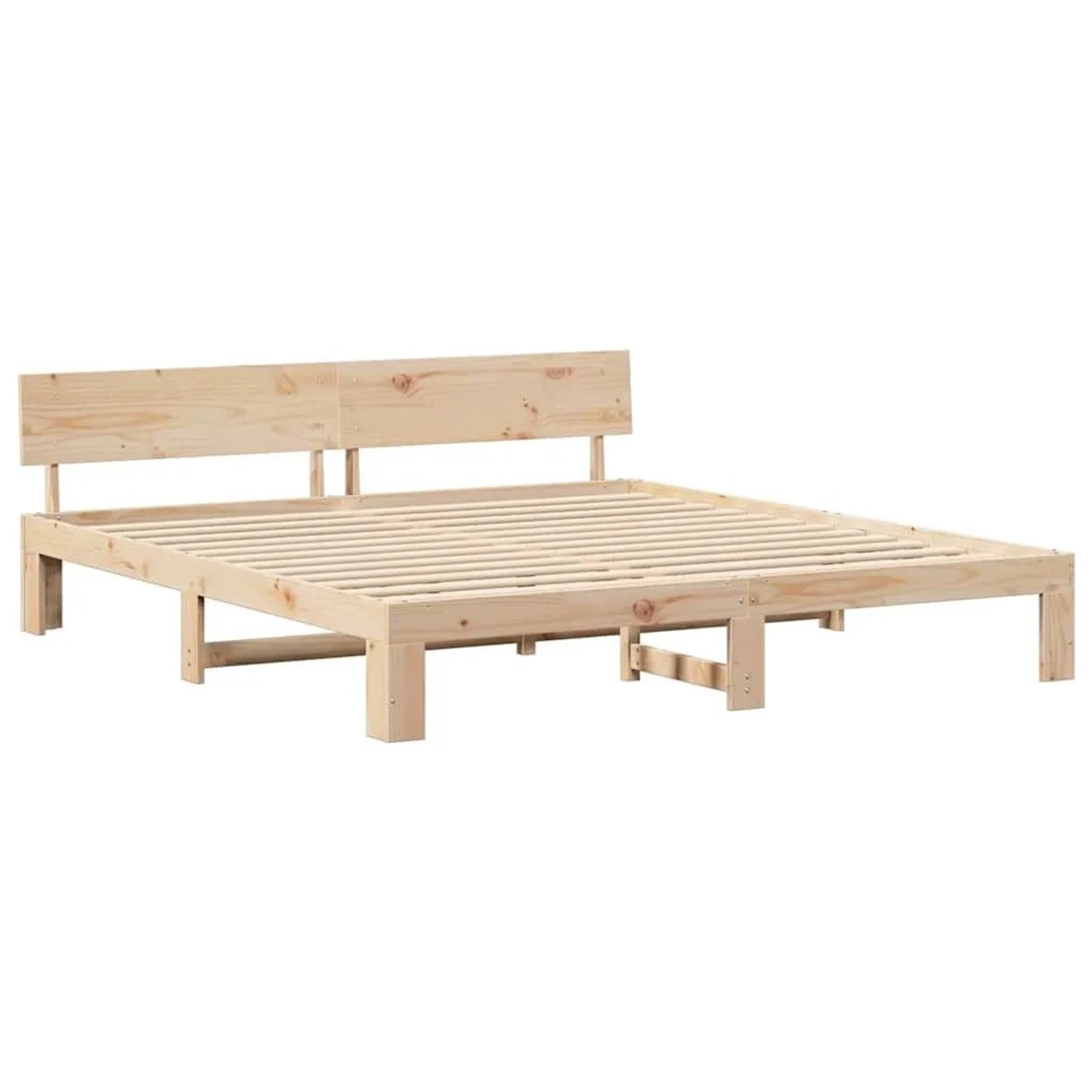 vidaXL Bettrahmen mit Kopfteil Natur 200 x 200 cm Massives Kiefernholz 872638