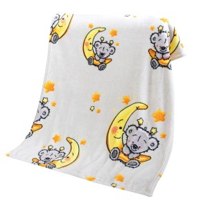 Bestlivings Baby Fleecedecke mit Bärchen und Mond, 75x100 cm. Kuscheldecke für Babys.