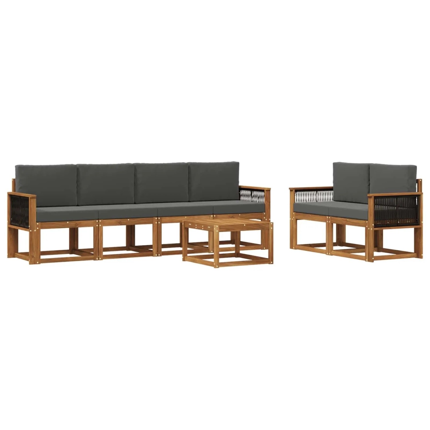 vidaXL Outdoor-Sofagarnitur mit Kissen 6 Stk Natur und Anthrazit 3385013