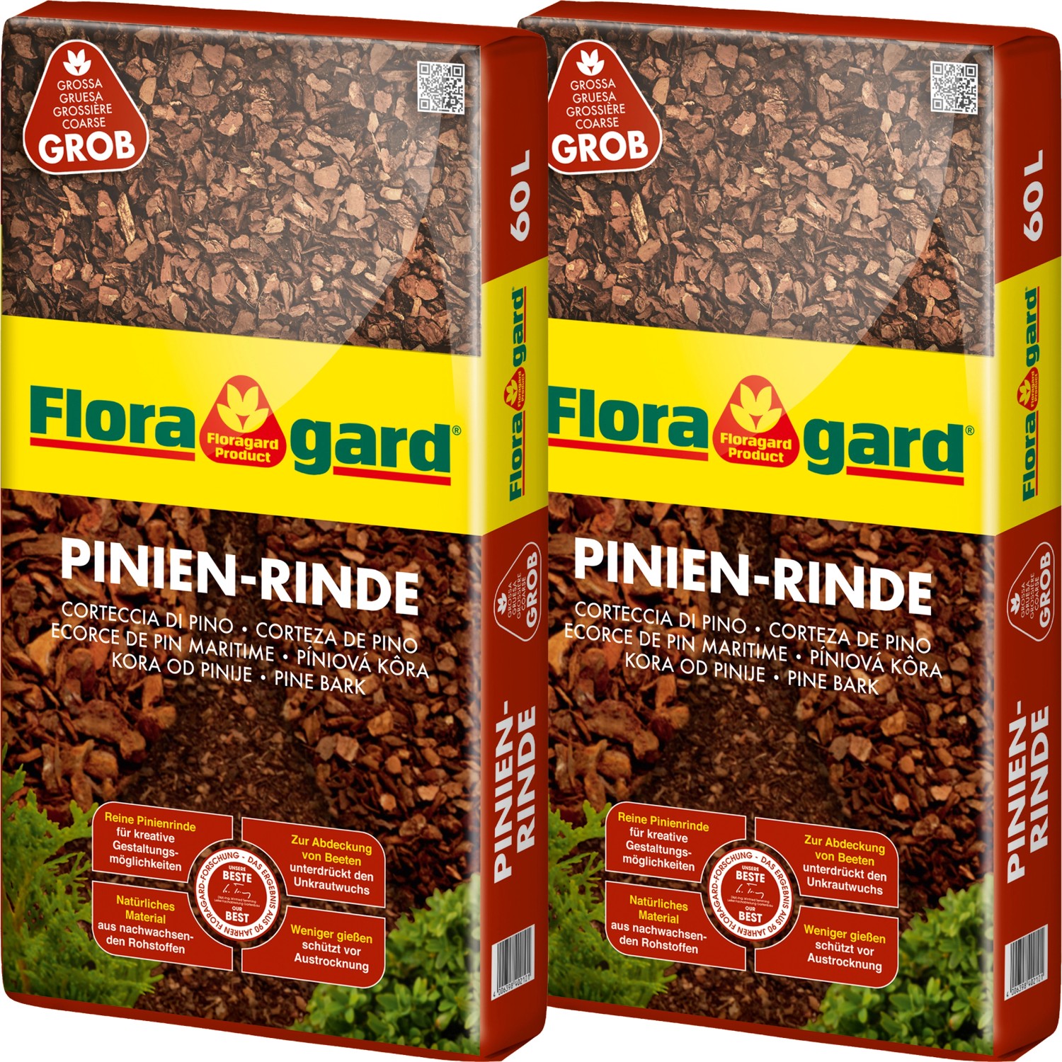 Floragard Pinienrinde Grob  25 bis 40 mm 2 x 60 l