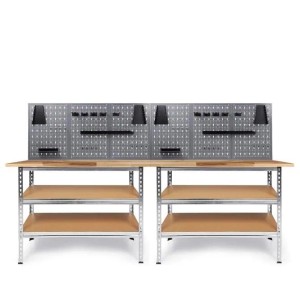 Ondis24 Werkstatt Set Uwe 240cm Buchenplatte + 2 Jochen