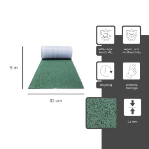 Grüne Daprona Firstabdeckung (5m x 32cm) aus Bitumenschindeln für Gartenhäuser und Carports.