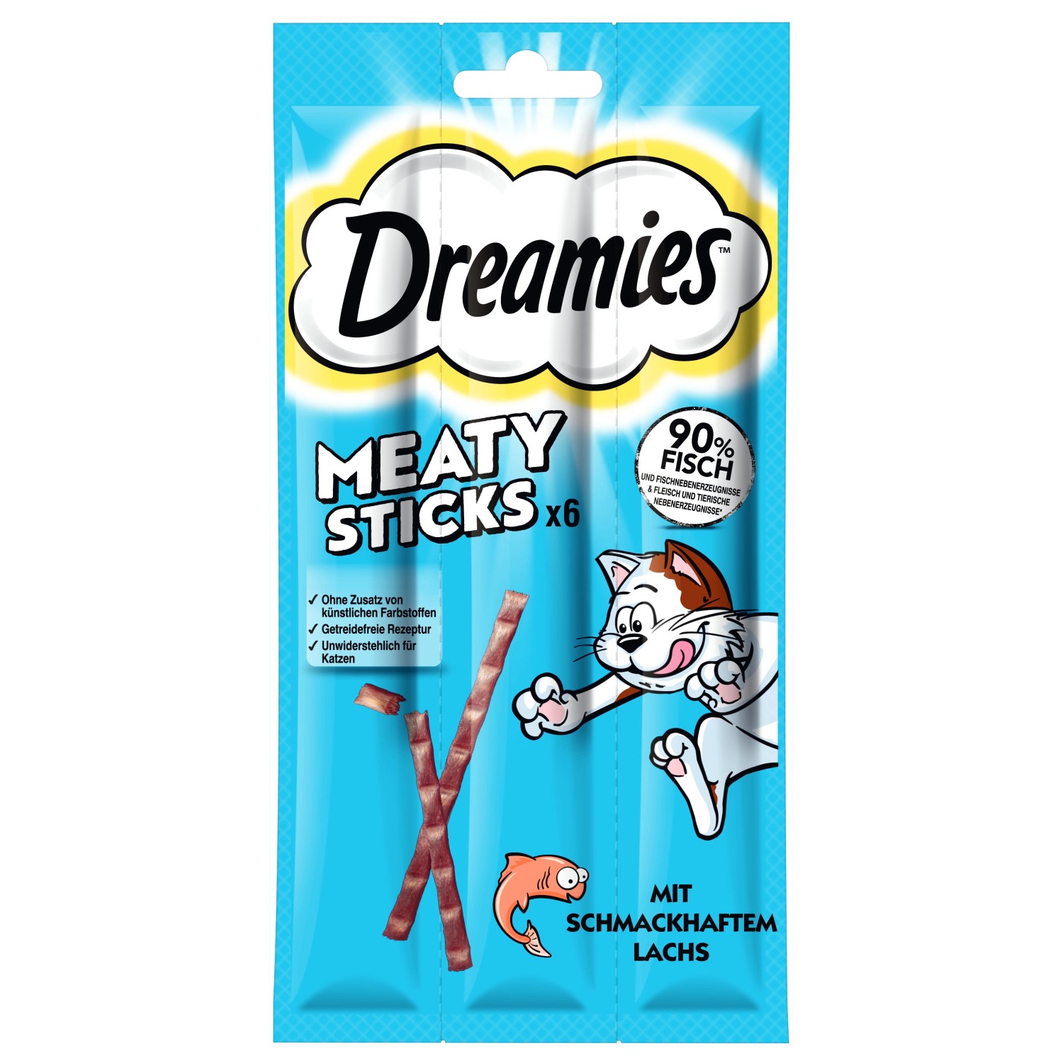 Dreamies Katzen-Ergänzungsfutter Meaty Sticks 6 Pack mit Lachs 30 g