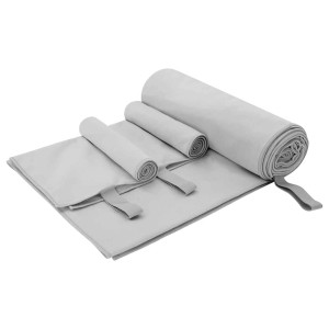 vidaXL Sporthandtuch Set 3-Tlg Grau Polyester und Polyamid 42011501