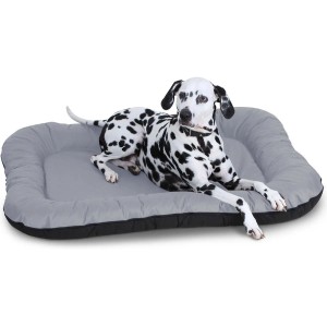 Graues Knuffelwuff Hundebett Lucky XXXL mit Dalmatiner. Wasserfestes Outdoor Hundekörbchen.