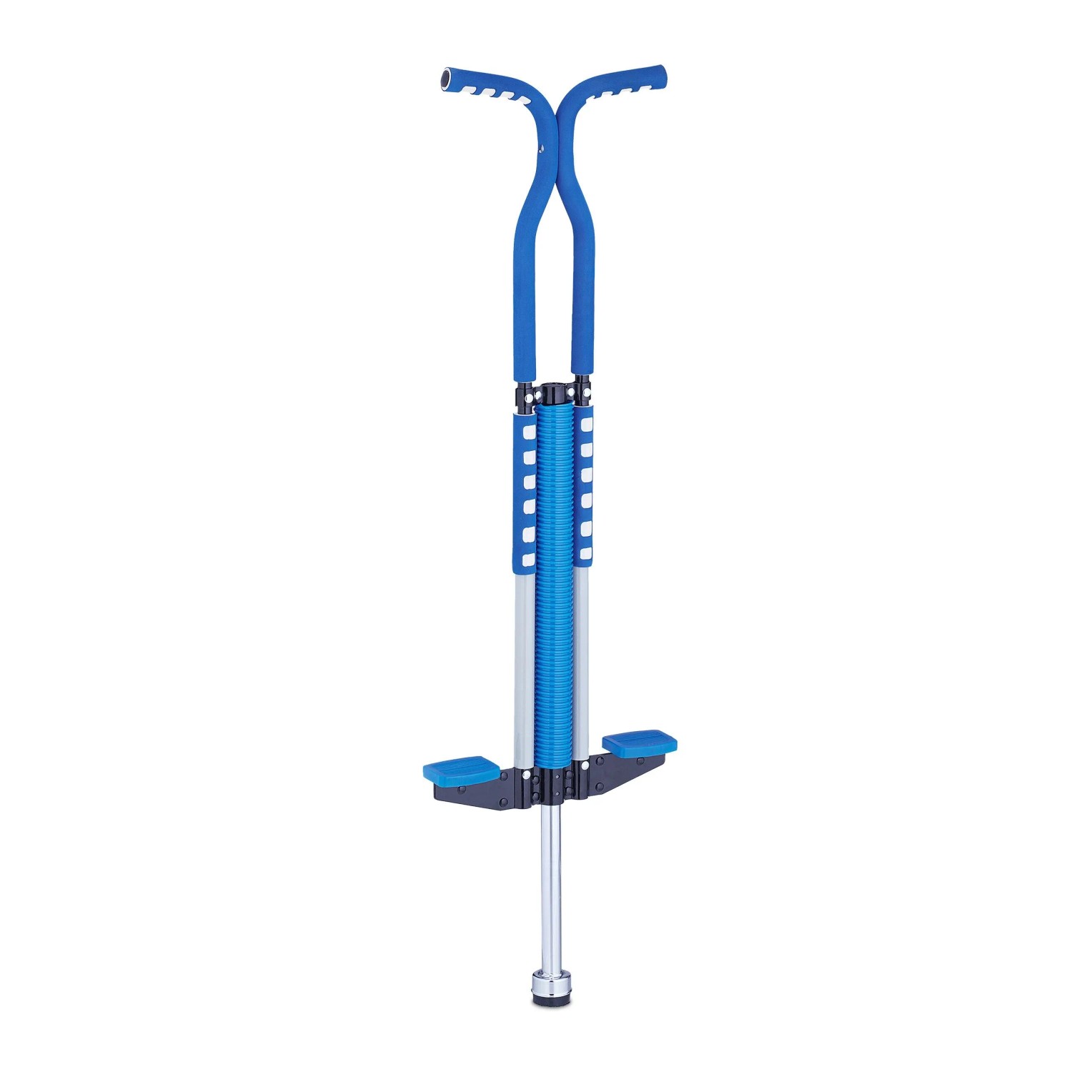 Relaxdays Pogo Stick Edelstahl Blau Rutschfest Gepolstert Traglast 60 kg 103 cm x 29 cm x 6 cm 2,4 kg