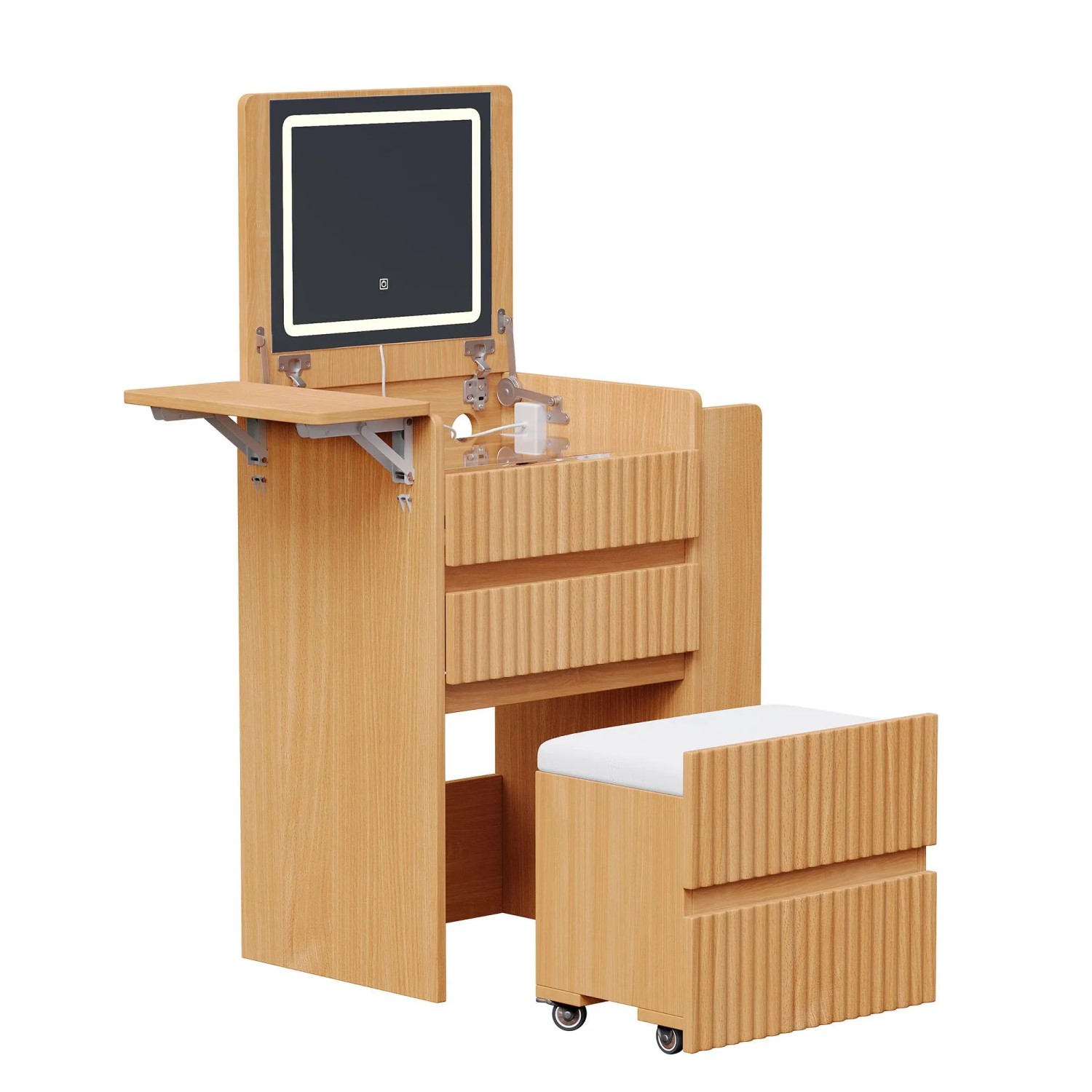 Merax Schminktisch LED Spiegel USB Type-C Hocker 79cm