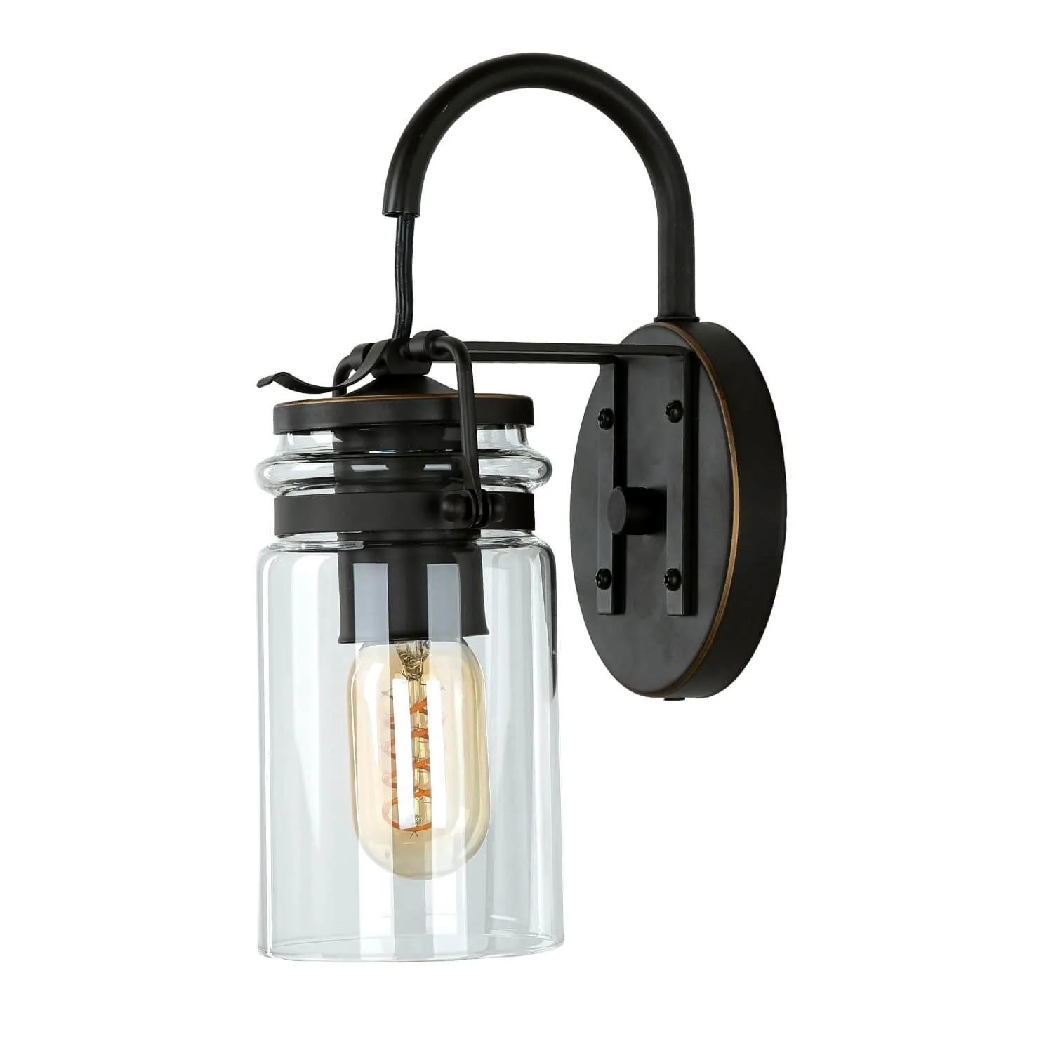 Licht-Erlebnisse Wandleuchte Glas Metall E27 29,2 cm Hoch In Bronze Antik Industrial