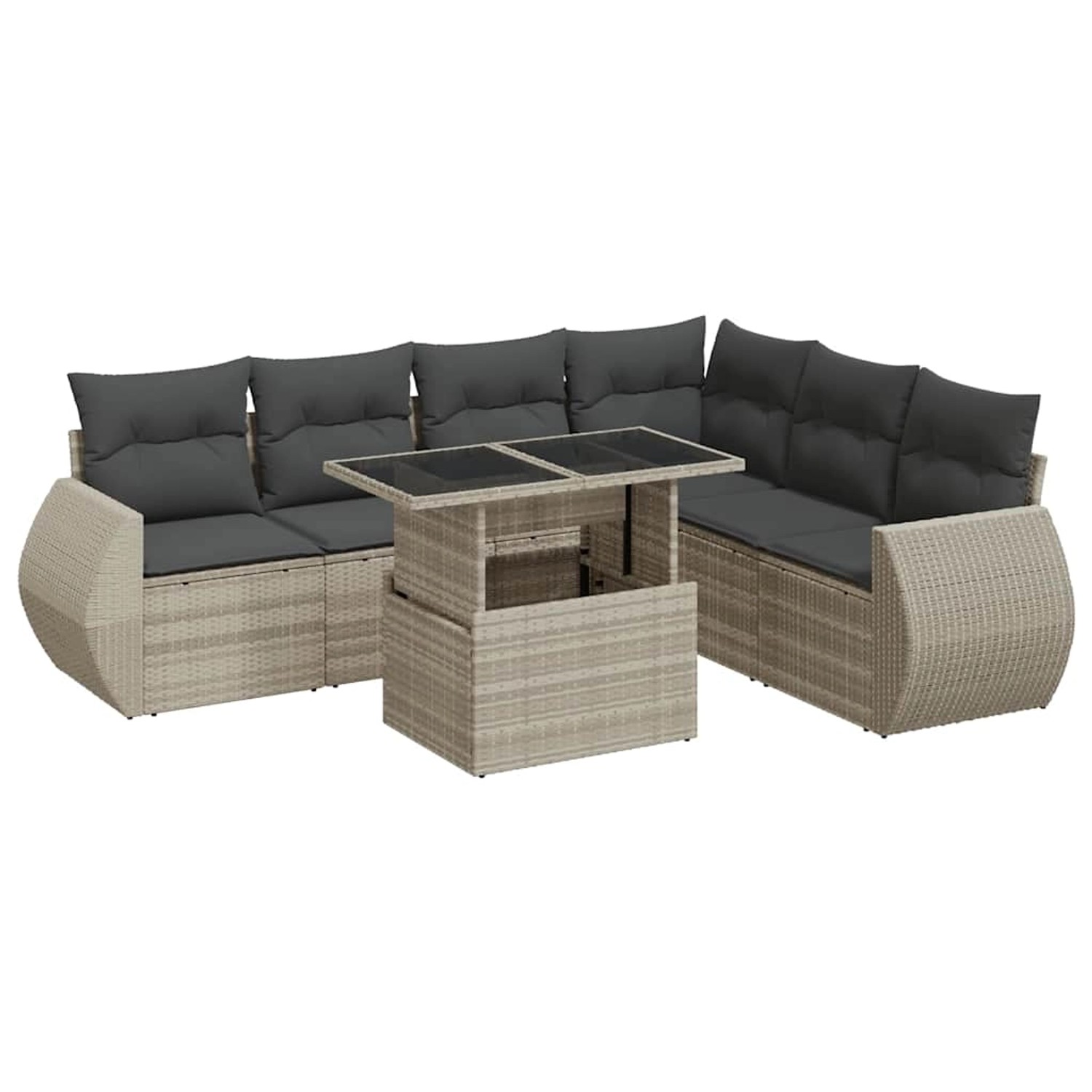 vidaXL 7-Tlg Garten-Sofagarnitur mit Kissen Hellgrau Poly Rattan 3326653 günstig online kaufen