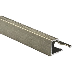 Quadratisches Abschlussprofil aus Aluminium, titanfarben eloxiert und gebürstet, 10 mm.