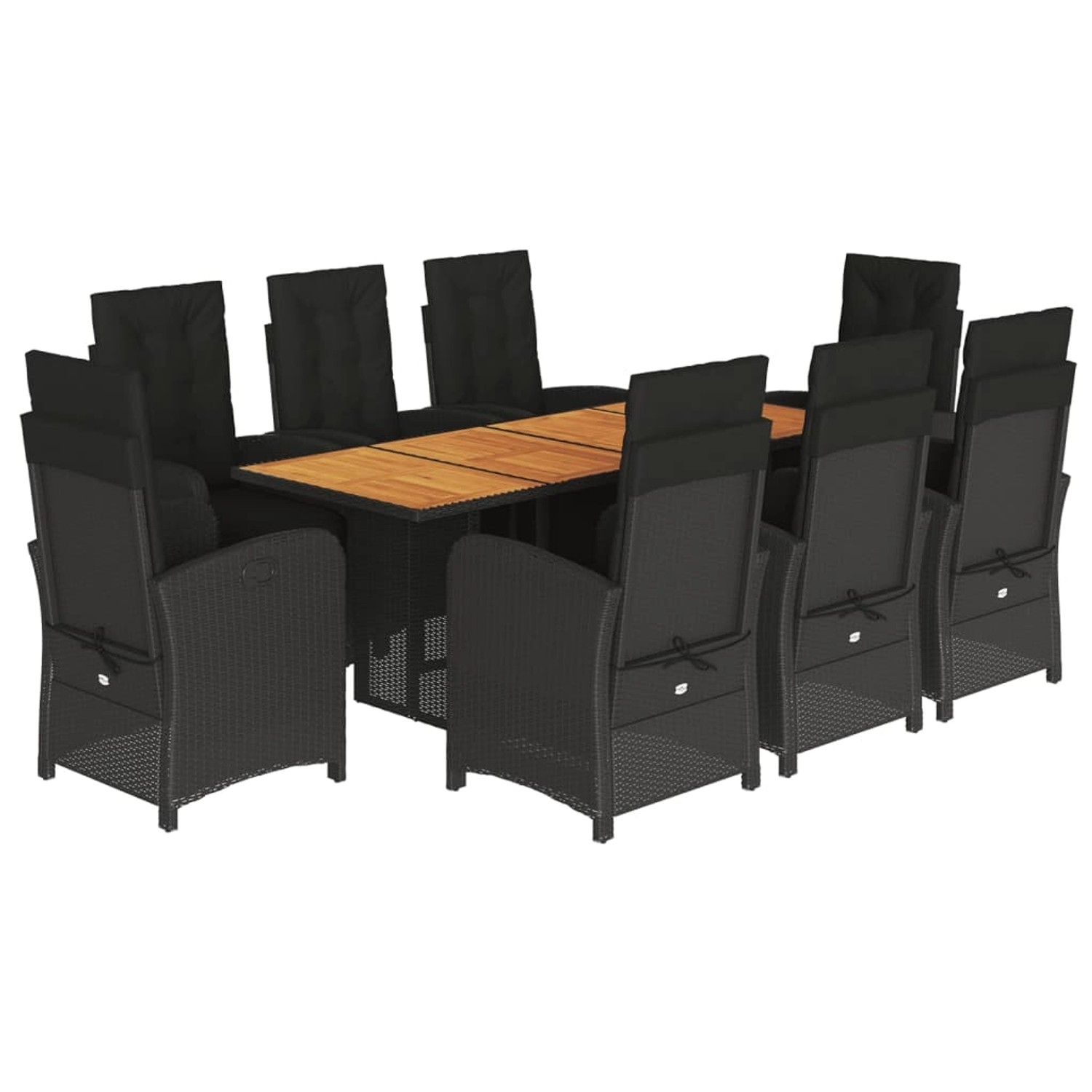 vidaXL 9-Tlg Garten-Essgruppe mit Kissen Schwarz Poly Rattan 3212505 günstig online kaufen