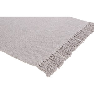 Silbergrauer OBI Baumwollteppich (50x80 cm) mit Fransen. Uni-Design, weiches Material.