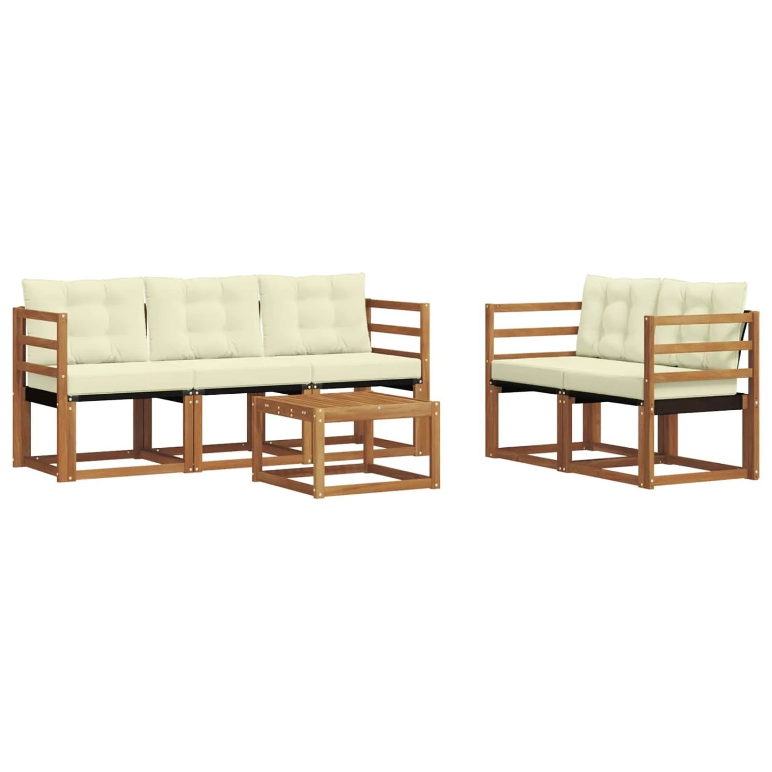 vidaXL Outdoor-Sofagarnitur mit Kissen 6-Tlg Natur und Creme 3368389