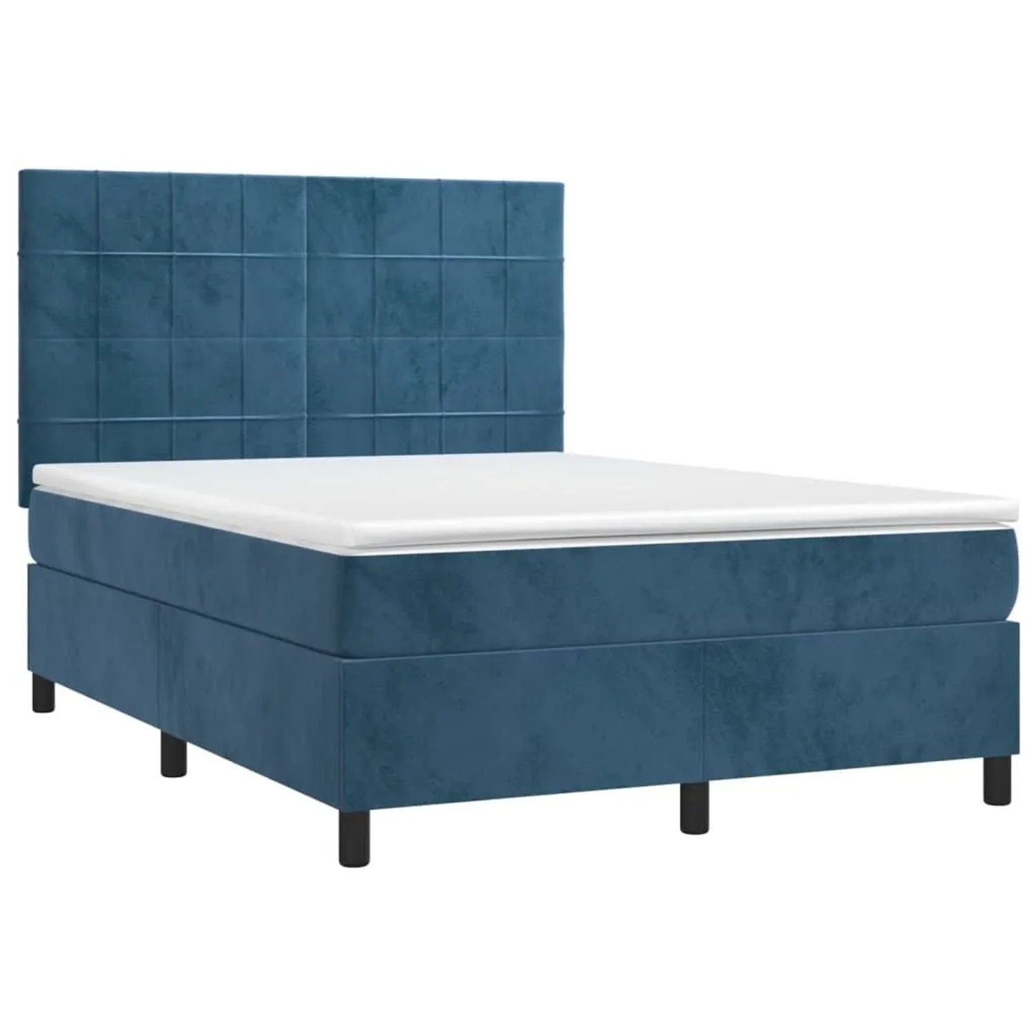 vidaXL Boxspringbett mit Matratze & LED Dunkelblau 140x200 cm Samt 3136129 günstig online kaufen