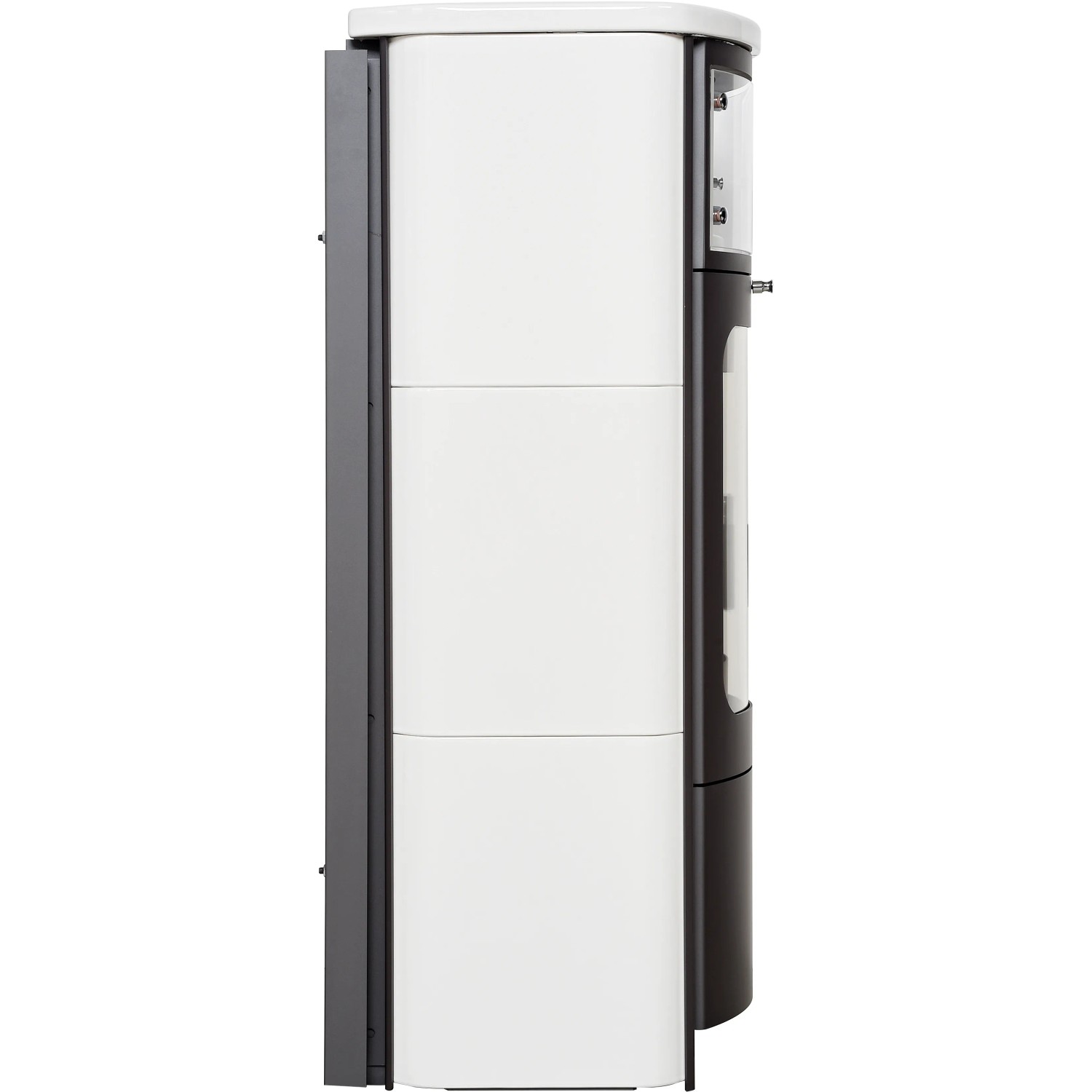 Hark Küchenofen Keramik Weiß, 5 kW, Seitenansicht. Kaminofen mit Automatik für traditionelles Kochen.