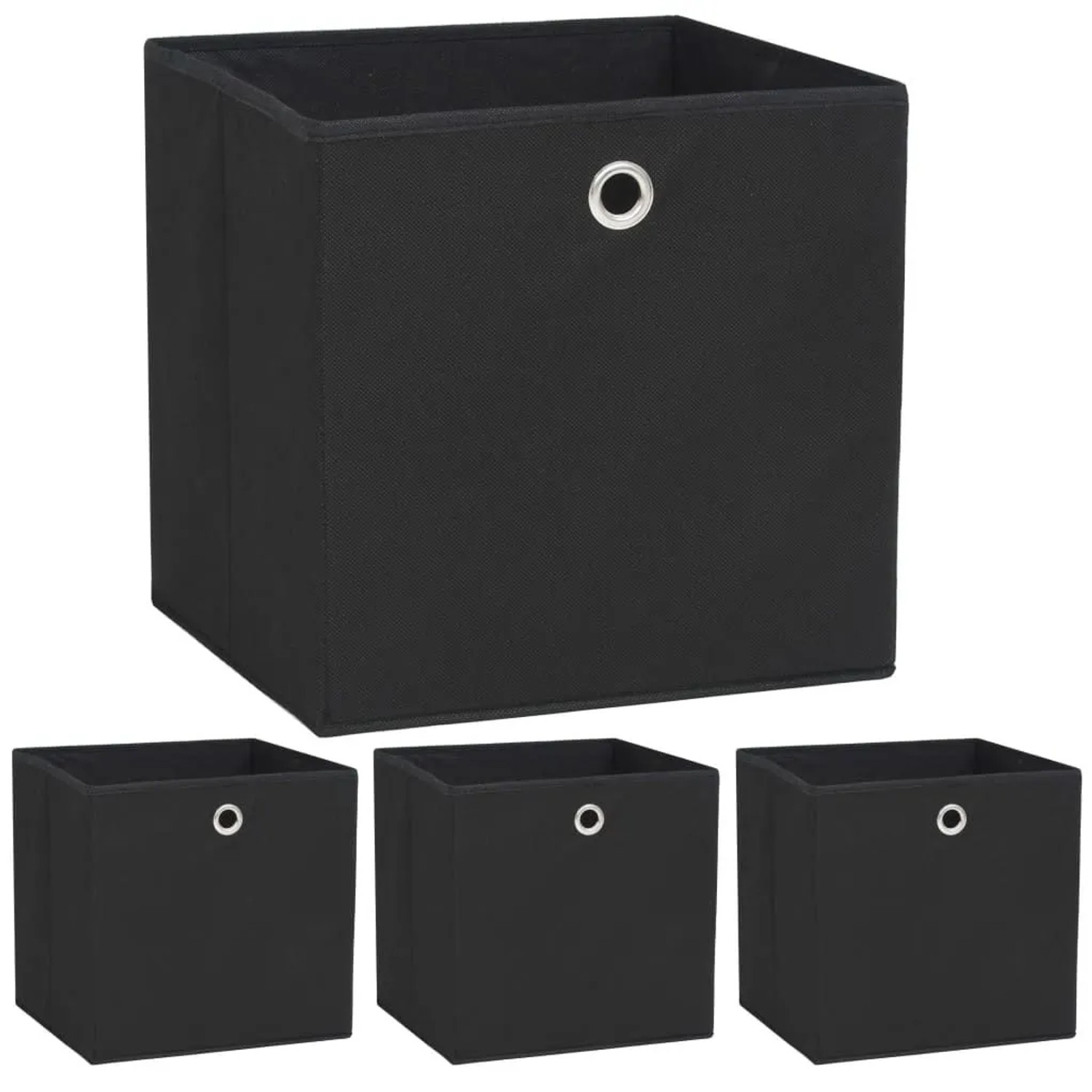vidaXL Aufbewahrungsboxen 4 Stk Vliesstoff 32x32x32 cm Schwarz 245745