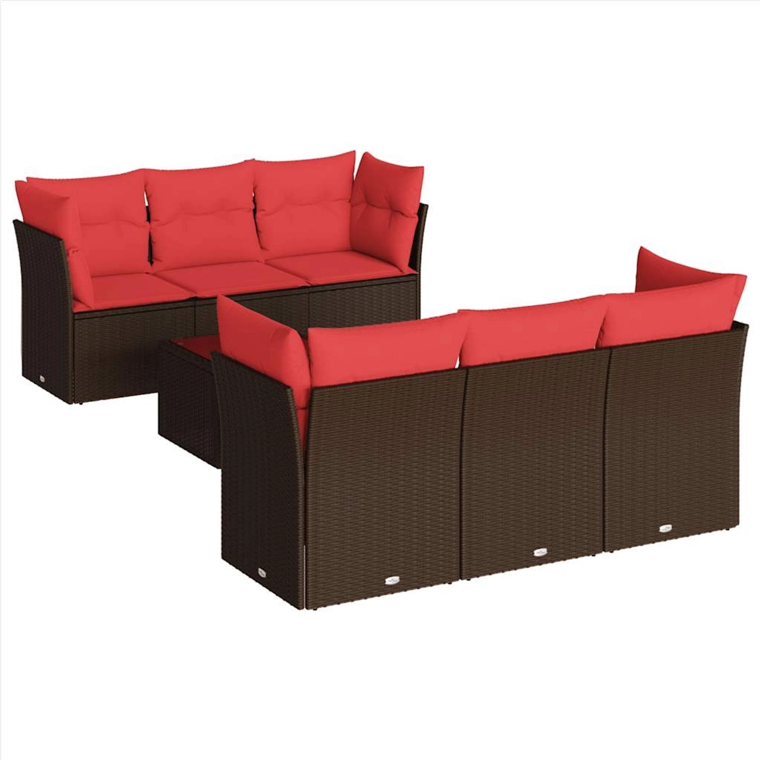 vidaXL 7-Tlg Garten-Sofagarnitur mit Kissen Braun Poly Rattan 3217264 günstig online kaufen