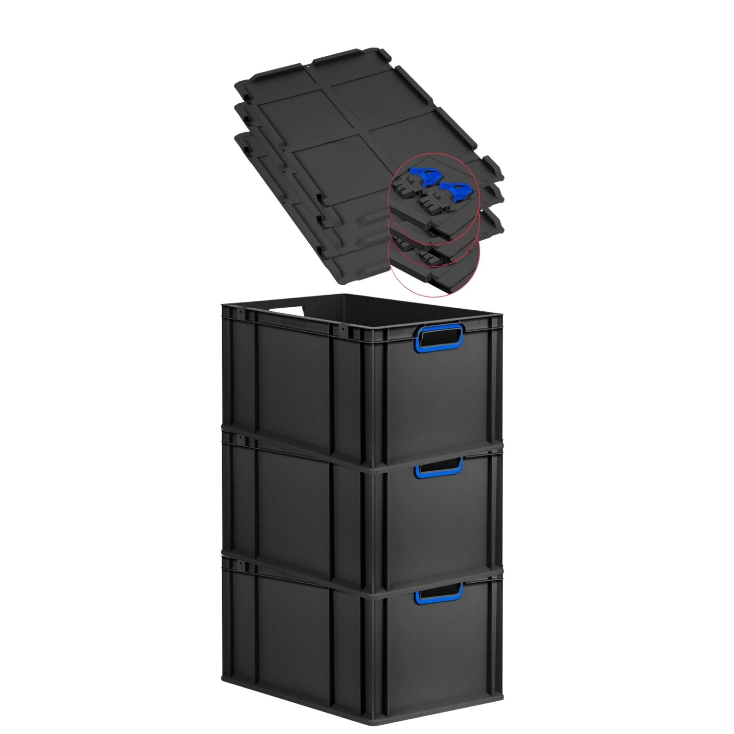 PROREGAL SuperSparSet 3x Eurobox Nextgen Color Mit Scharnierdeckel HxBxT 32 günstig online kaufen