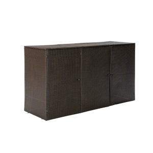 Merxx Mülltonnenbox für 3 Tonnen (80-120 l) in Braun aus Stahl und Kunststoffgeflecht.