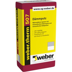 Sack weber.therm Dämmputz 507, 75 l, für wärmedämmendes Mauerwerk. Unterputz zum Ausgleich großer Unebenheiten.