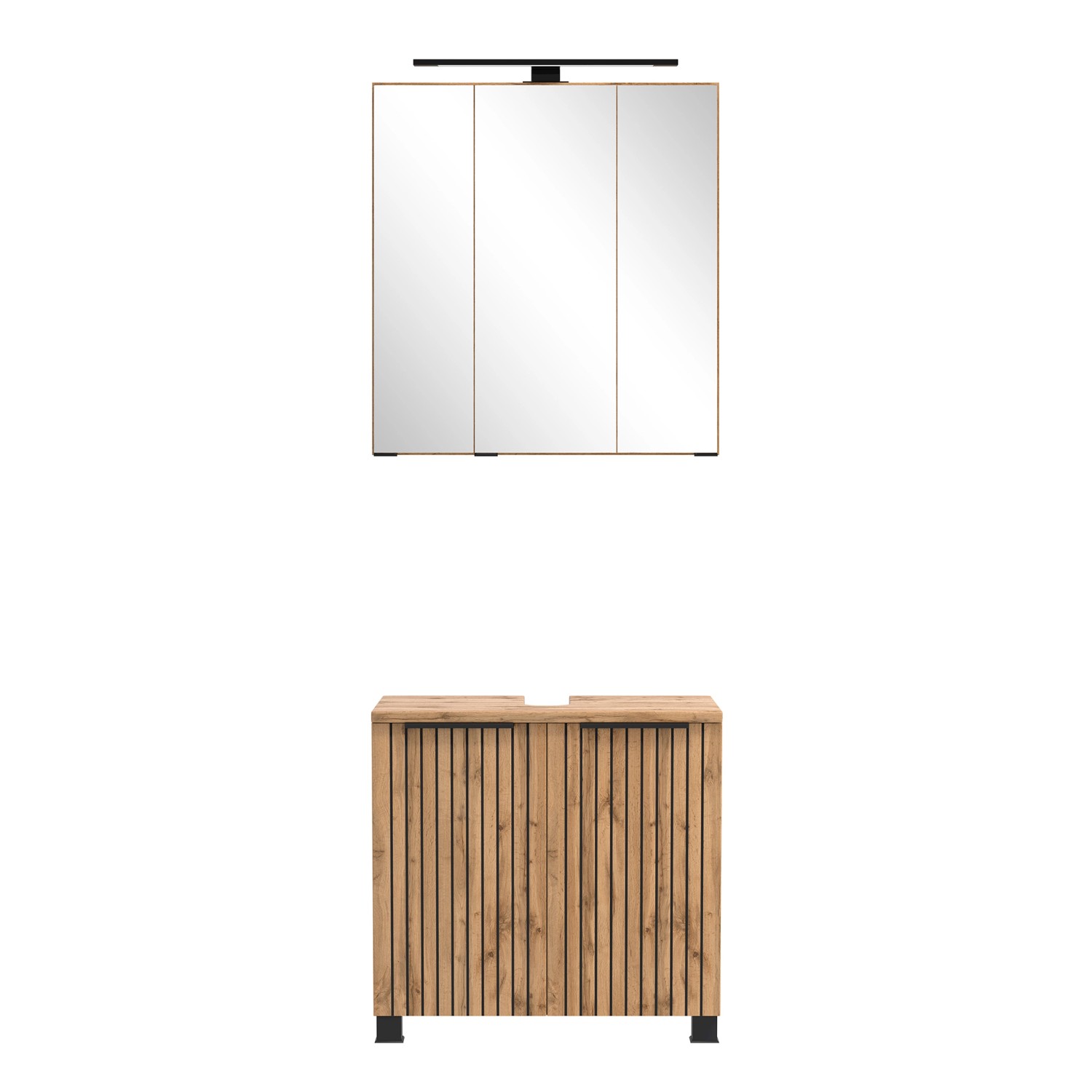 Held Möbel Unterbecken-Set 200 x 60 x 35 cm Wildeiche 2 Türen 2-tlg.