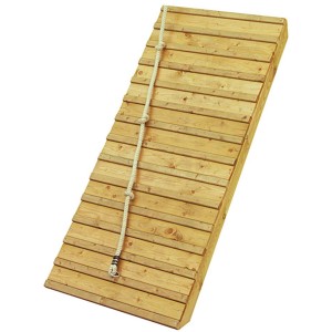 Karibu Stelzenhaus Fidel Holzrampe, naturbelassen mit Kletterseil. Zubehör für Spieltürme.