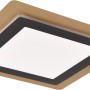 Moderne LED Deckenleuchte Morgan in Schwarz-Gold, quadratisch, 45x45 cm.