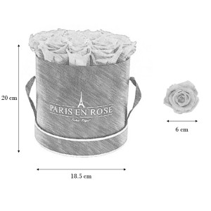 Rosenbox Schwarz-Gold mit 14 roten Rosen, ewige Blumen für Dekoration.