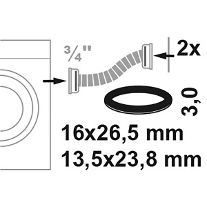 Kirchhoff Gummidichtungen, 2 Größen (16 mm/13,5 mm), für Wasser- und Schlauchanschlüsse, 2 Stück.