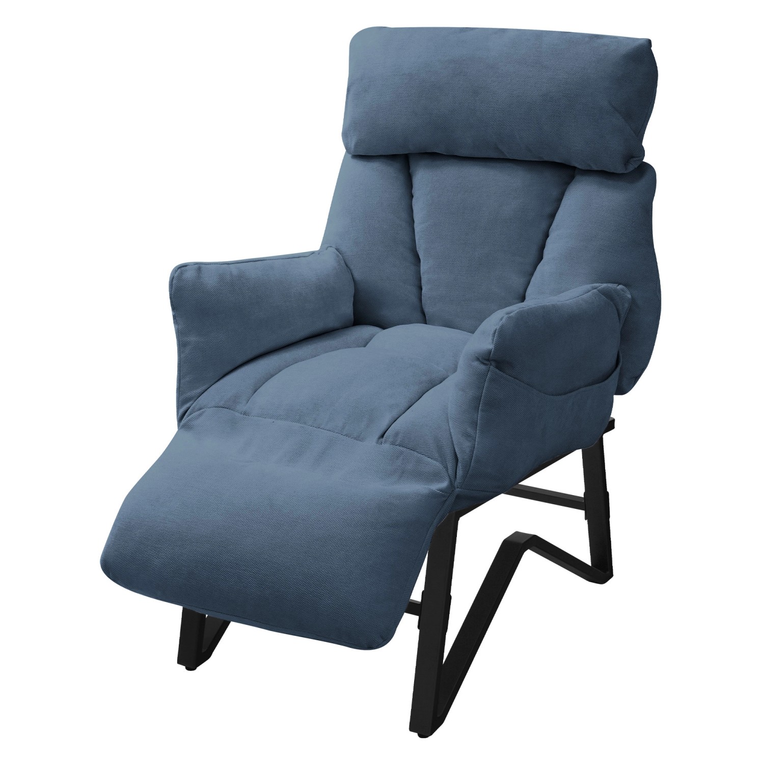 ML-Design Relaxsessel Blau Leinenbezug mit Armlehnen & Fußablage günstig online kaufen