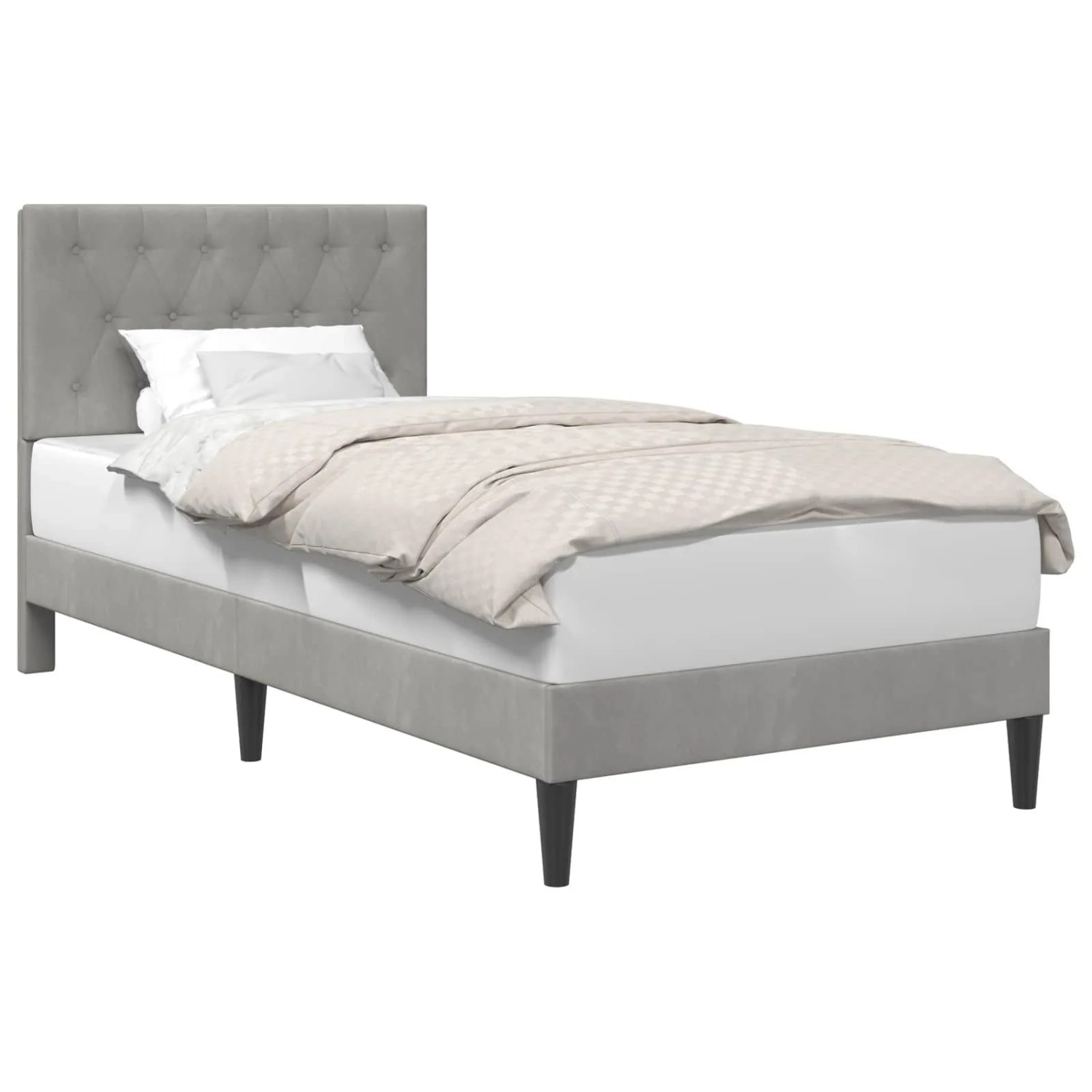 vidaXL Bettrahmen mit Kopfteil Hellgrau 100 x 200 cm Samt 42027643