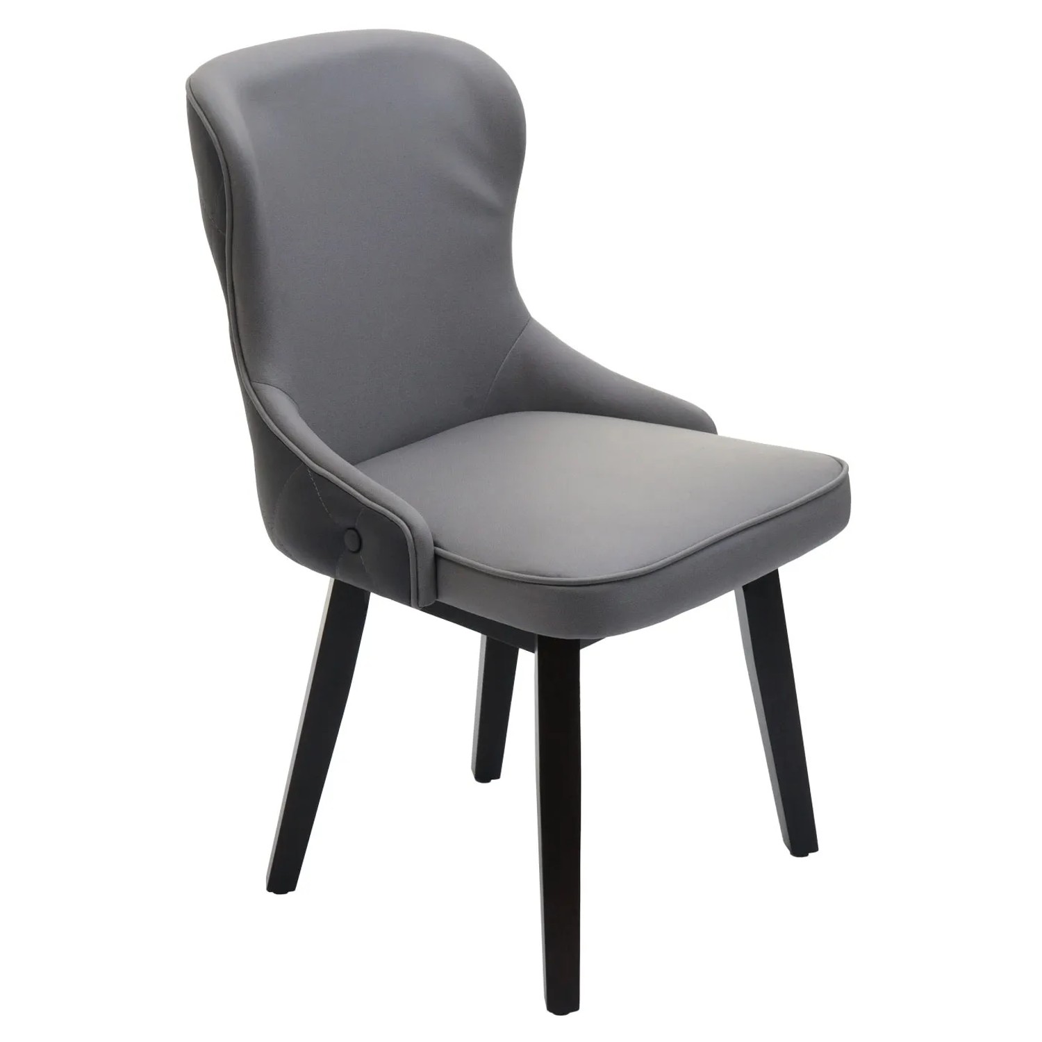 MCW Polsterstuhl M60, 6er-Set, dunkelgrau/hellgrau, mit Holzbeinen und Ziernähten.