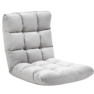 Grauer HOMCOM Bodenstuhl, gepolstert, mit verstellbarer Rückenlehne. 3-in-1 Bodensessel für flexible Nutzung.