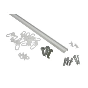 Gardinia Aluminiumschiene, 150cm, weiß, mit Zubehör wie Gleiter, Schrauben und Dübel.
