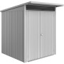Biohort Metall-Gerätehaus AvantGarde ECO Gr. A1 in Silbermetallic mit Doppeltür.