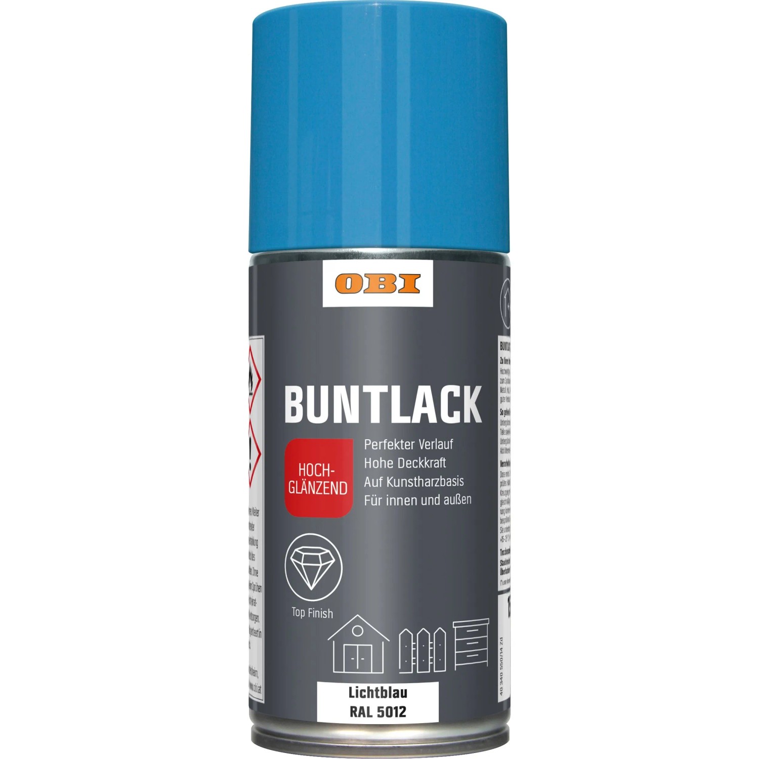 OBI Buntlack Spray RAL 5012 Lichtblau hochglänzend 150 ml