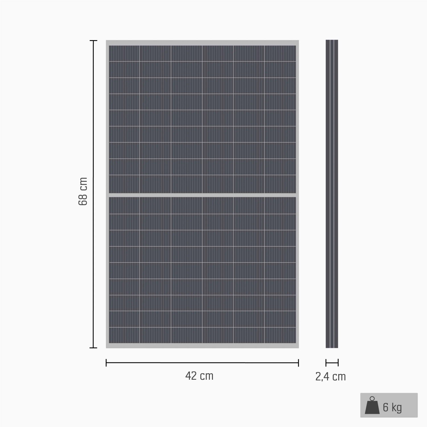 EcoFlow Solarpanel 160W, schwarzes Solarmodul mit Maßangaben für Solaranlagen.