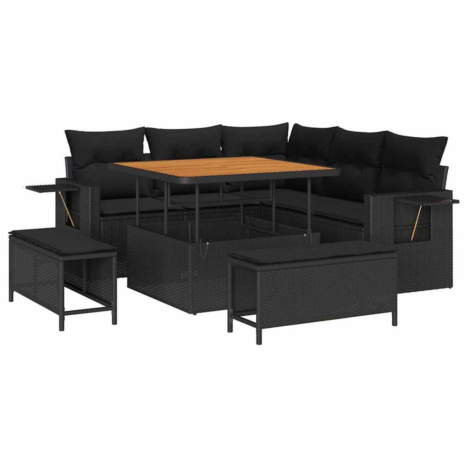 vidaXL Garten-Sofa-Set 8-Tlg Schwarz Poly Rattan 3361734 günstig online kaufen