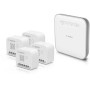 Bosch Smart Home Starter-Set Beschattung: Controller und vier Licht-/Rollladensteuerungen in Weiß.