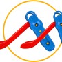Detailansicht der BIG Fun Slide Rutsche mit blauen Stufen und roter Rutschfläche.