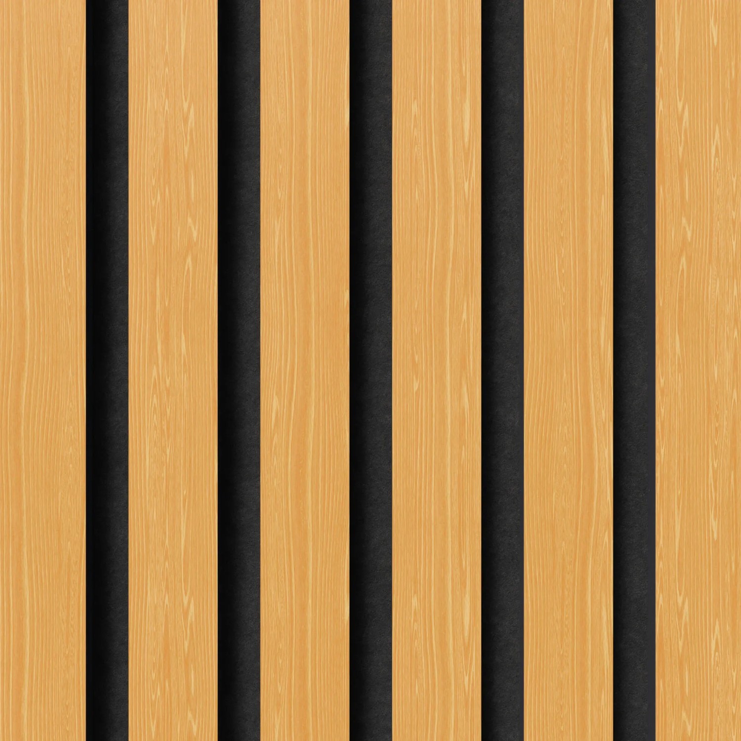 Akustikpaneel Muster Eiche Natur geölt mit schwarzem Filz. Holzpaneel für Wand- und Deckenverkleidung.
