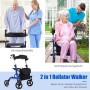Costway Rollator, faltbar, blau, als Gehhilfe und Ruhestuhl für Senioren und Personen mit eingeschränkter Mobilität.