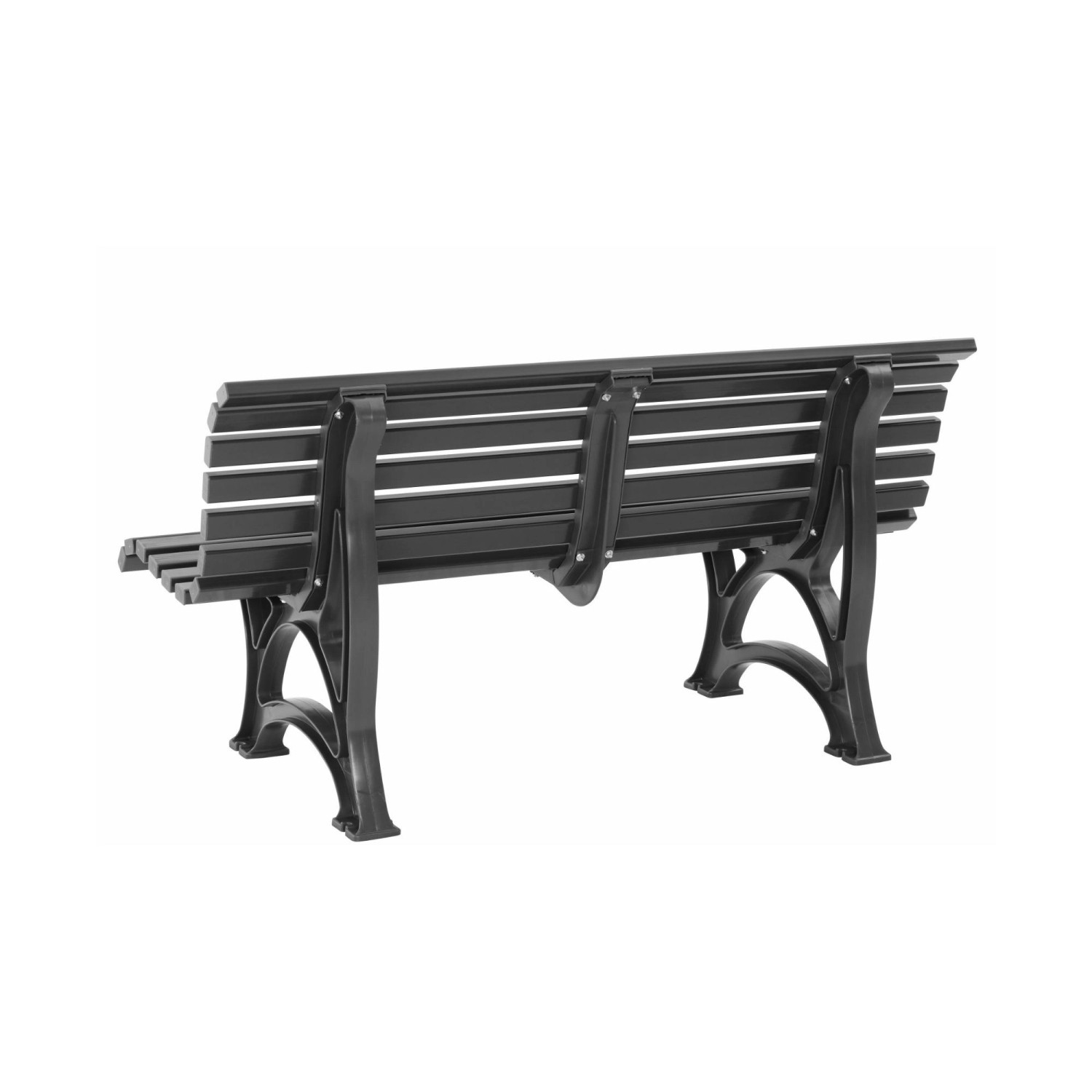 Graphitgraue 3-Sitzer Gartenbank Jamaika aus witterungsbeständigem Kunststoff, Rückansicht.