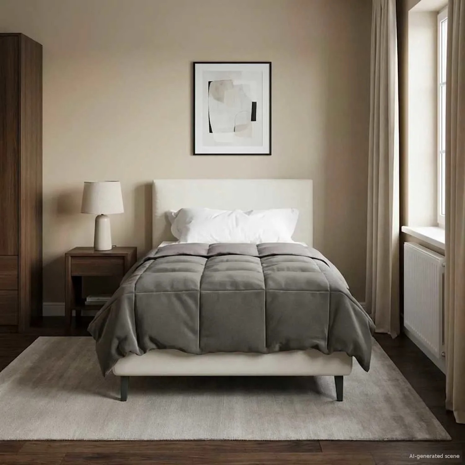 vidaXL Sommerdecke Gepolstert Hellgrau 135 x 200 cm Mikrofaser 42025917_2