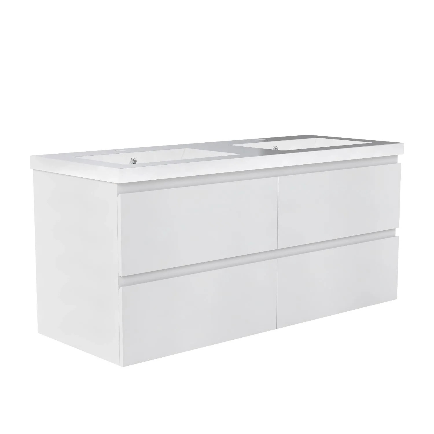 AICA Waschtisch mit Unterschrank 120 cm Aalst Badmöbel Set 2 tlg. Waschbecken mit Unterschrank Weiß Matt Softclose