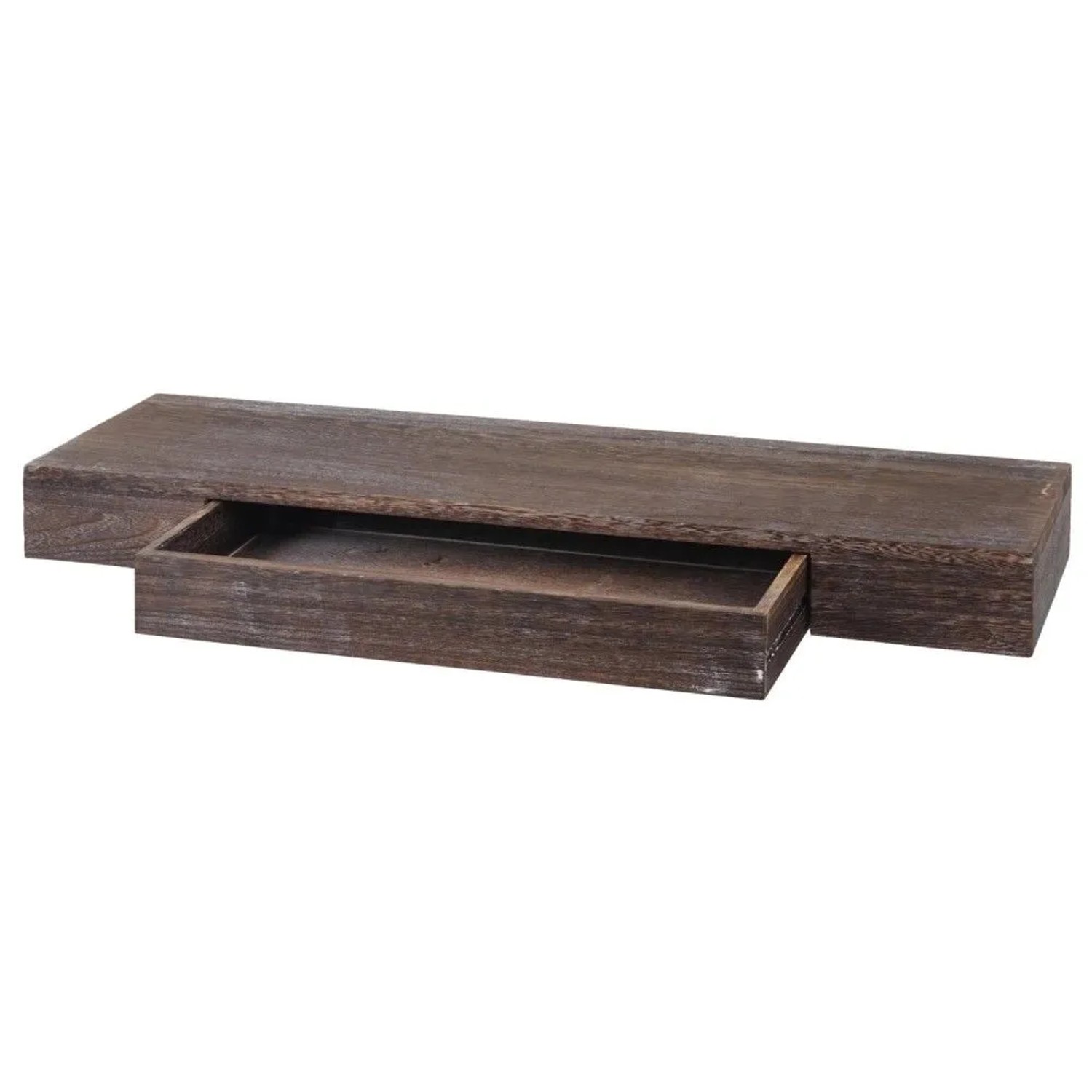 MCW Wandregal H37 Schublade 8x80x25cm Braun Shabby