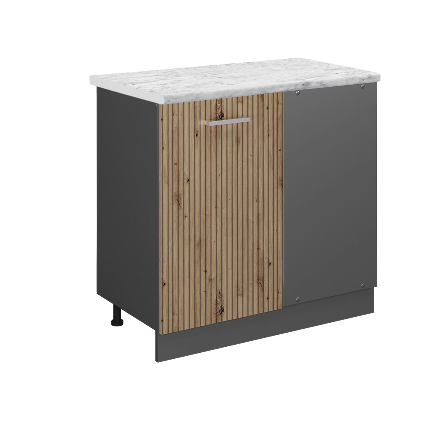 Vicco Eckunterschrank R-Line Küchen Eckschrank Artisan-Eiche/Anthrazit 86 cm AP Marmor