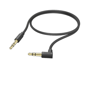 Hama Aux-Kabel mit 90° Winkelstecker, 3,5 mm Klinke, 0,5 m, schwarz für Audio-Verbindungen.